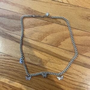 Y2K Silver Butterfly Charm Necklace